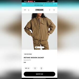 Gymshark Brown Retake Woven Jacket (Women)